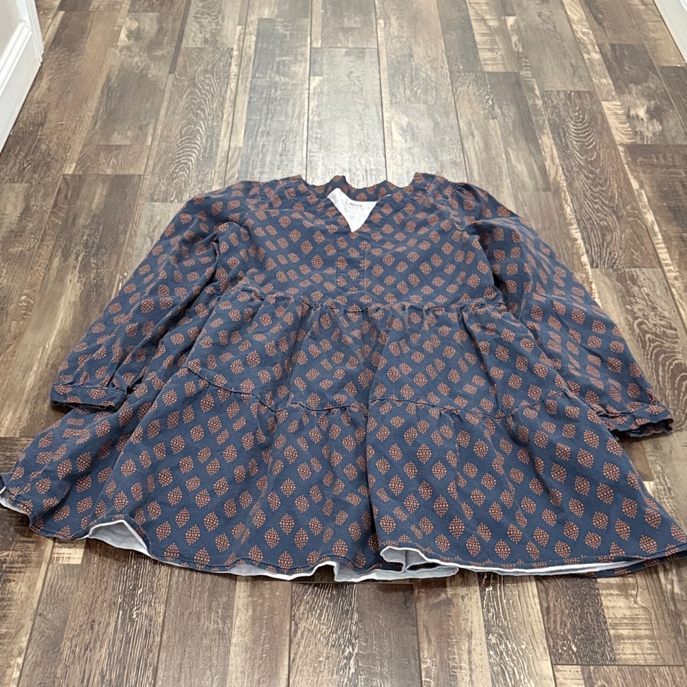 Elegant Navy and Rust Patterned Dress‎